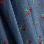 Chambray coton brodé cerises - Ribes y Casals