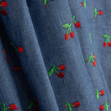 Chambray coton brodé cerises - Ribes y Casals