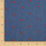 Denim en coton brodé de cœurs rouges - Ribes y Casals