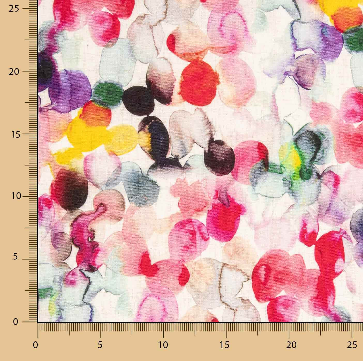 Lin et viscose imprimé abstrait multicolore - Ribes y Casals