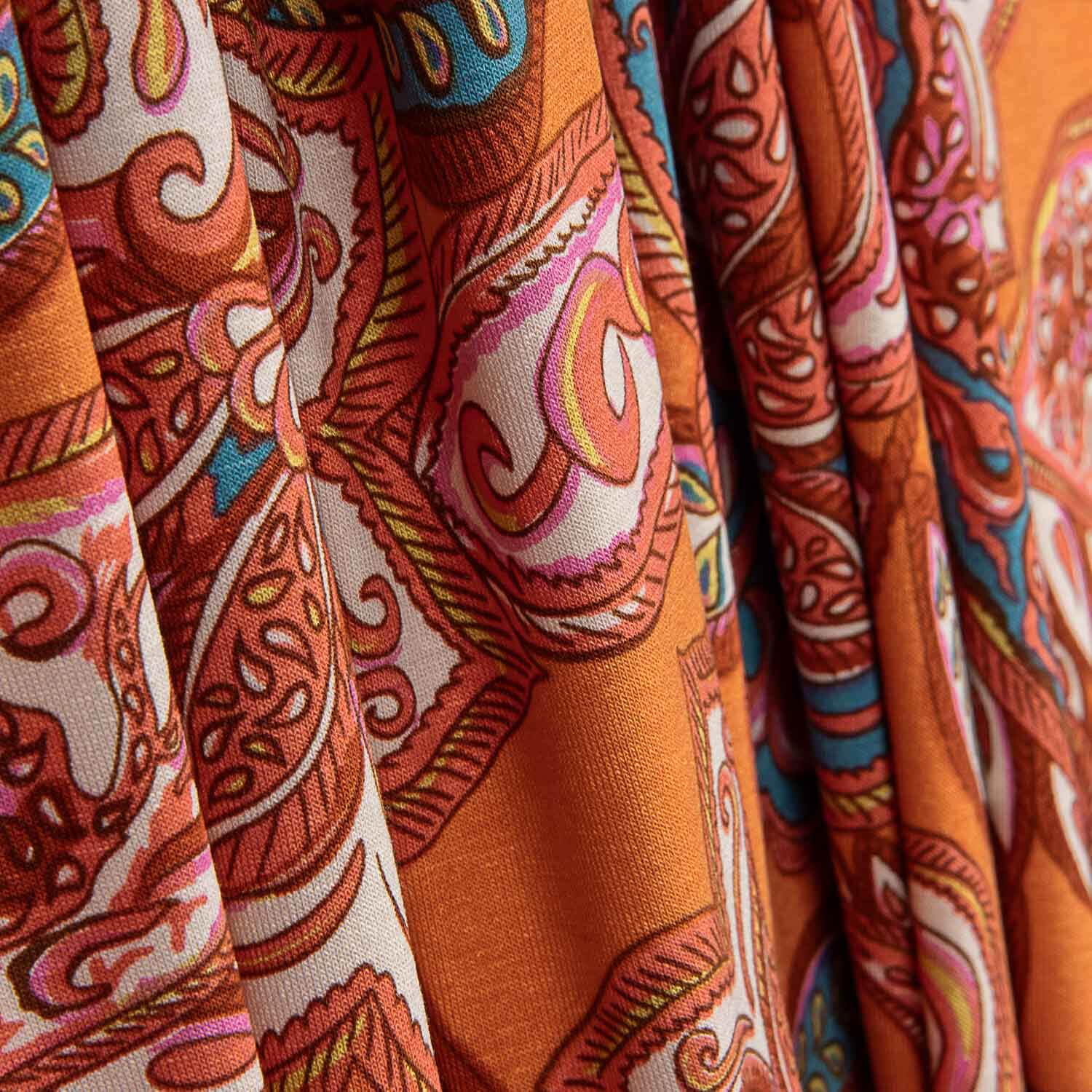 Punto Viscose Paisley Bohemien Orange - Ribes y Casals