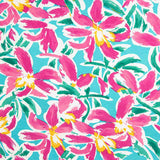 Tricot viscose floral tropical turquoise - Ribes y Casals