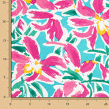 Tricot viscose floral tropical turquoise - Ribes y Casals