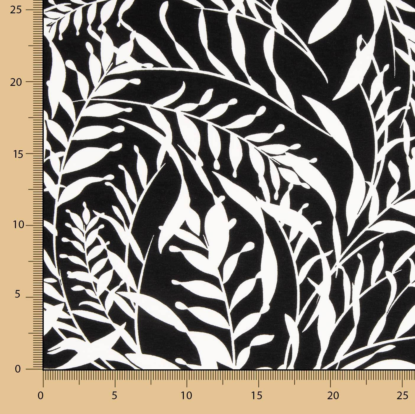 Point viscose Feuilles graphiques Noir et blanc - Ribes y Casals