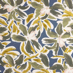 Maille de viscose imprimée floral bleu et moutarde - Ribes y Casals
