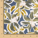 Maille de viscose imprimée floral bleu et moutarde - Ribes y Casals