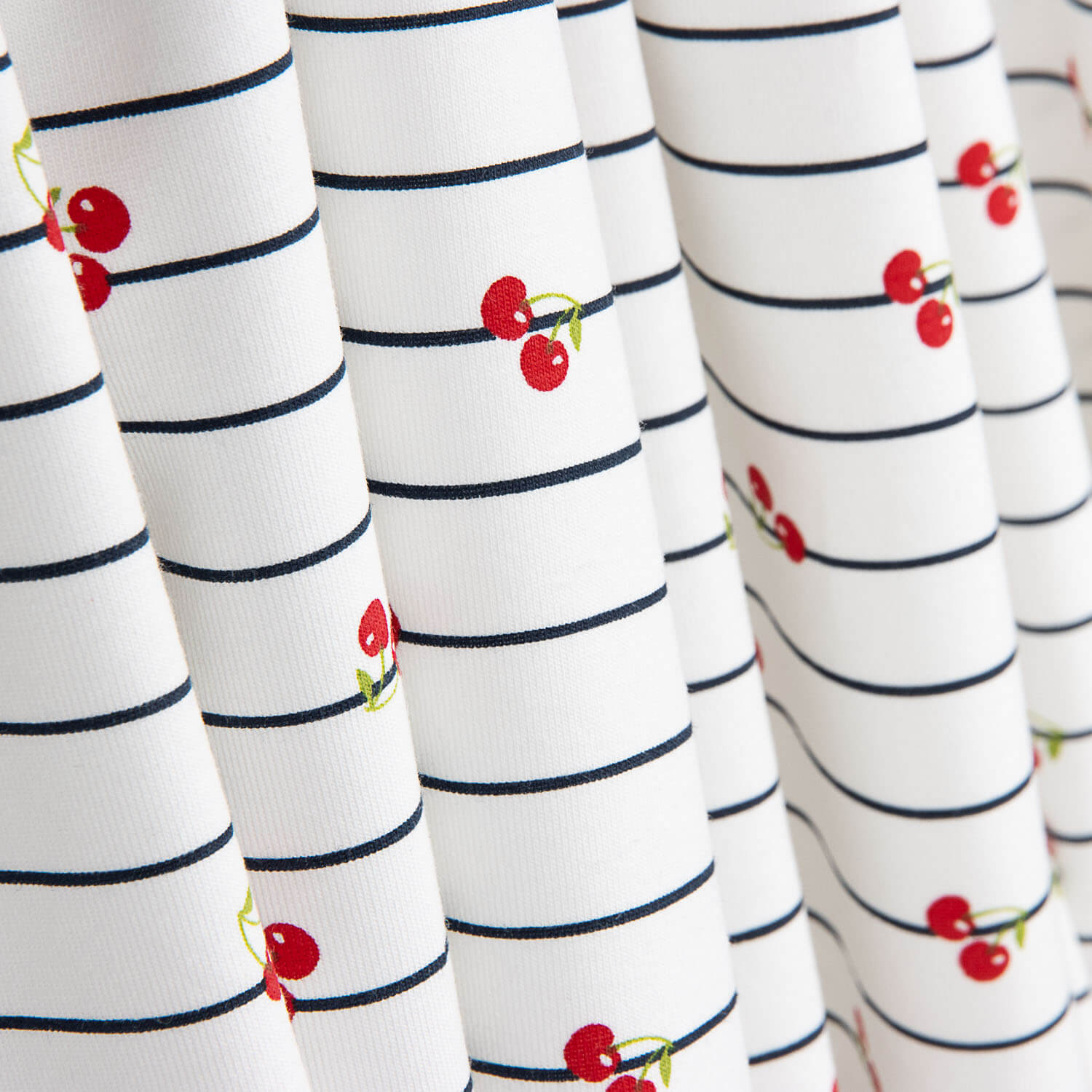 Punto Algodón Cherry Stripes Marine - Ribes y Casals