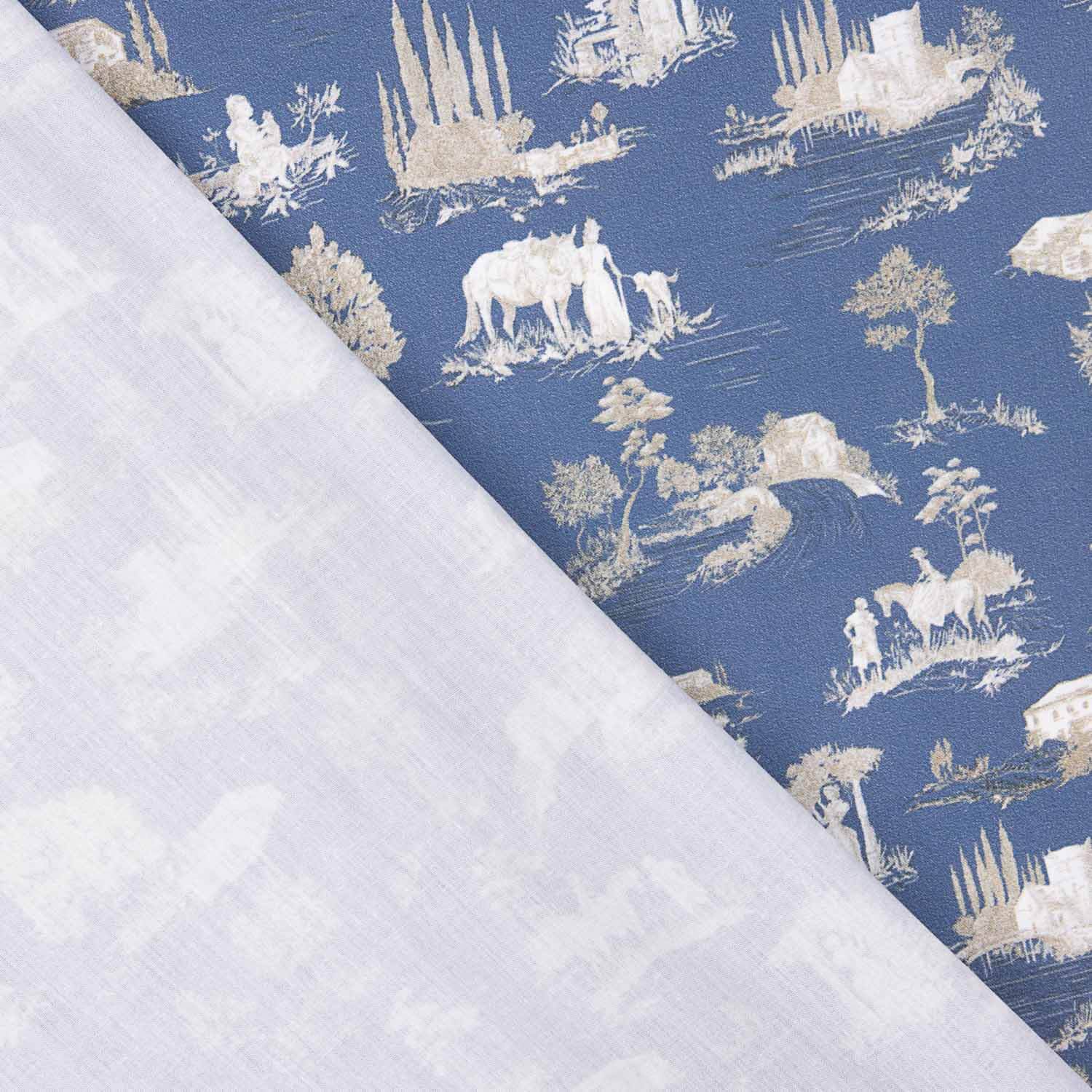 Percale imprimée Silke Bleu - Ribes y Casals