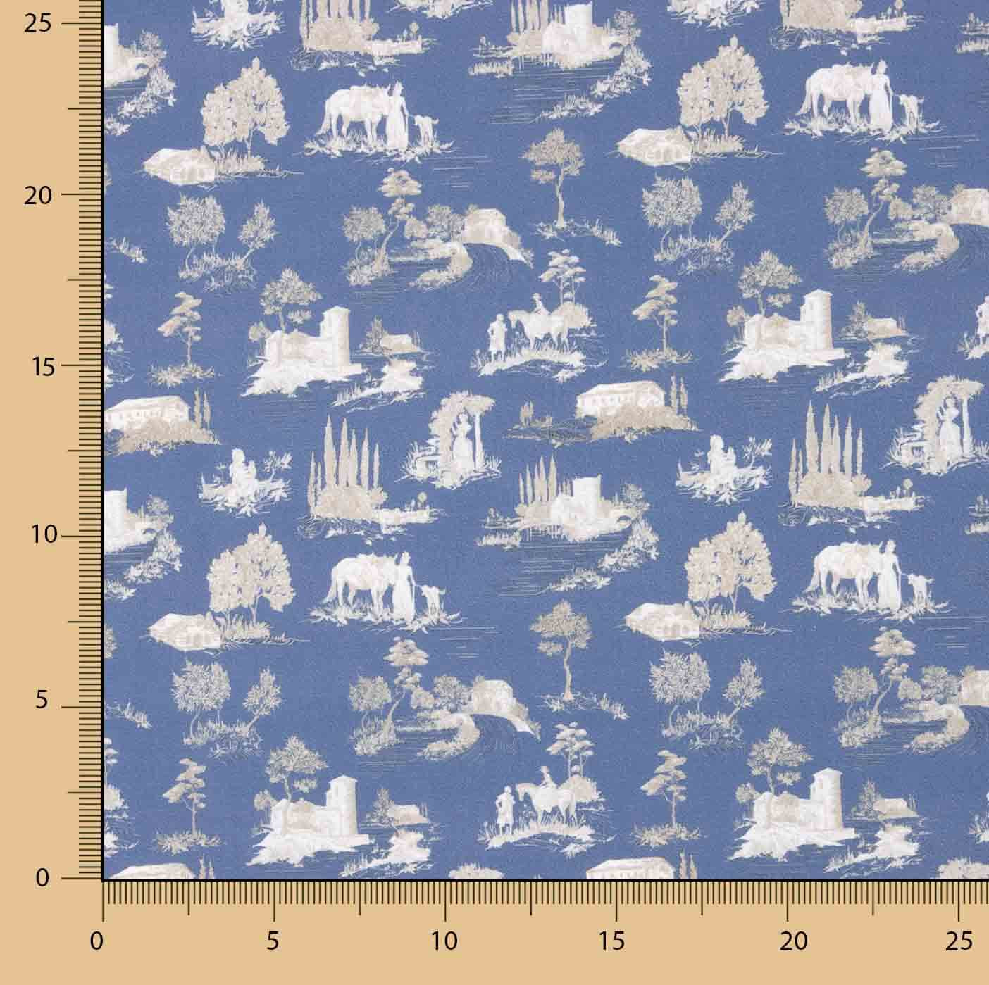 Percale imprimée Silke Bleu - Ribes y Casals