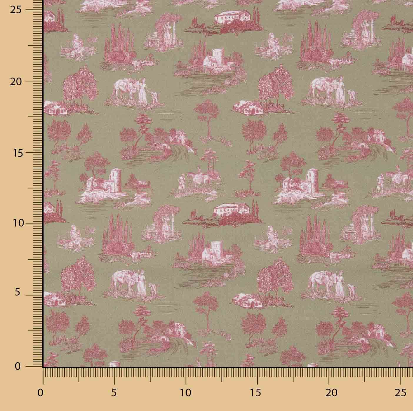 Percale imprimée Silke verte - Ribes y Casals