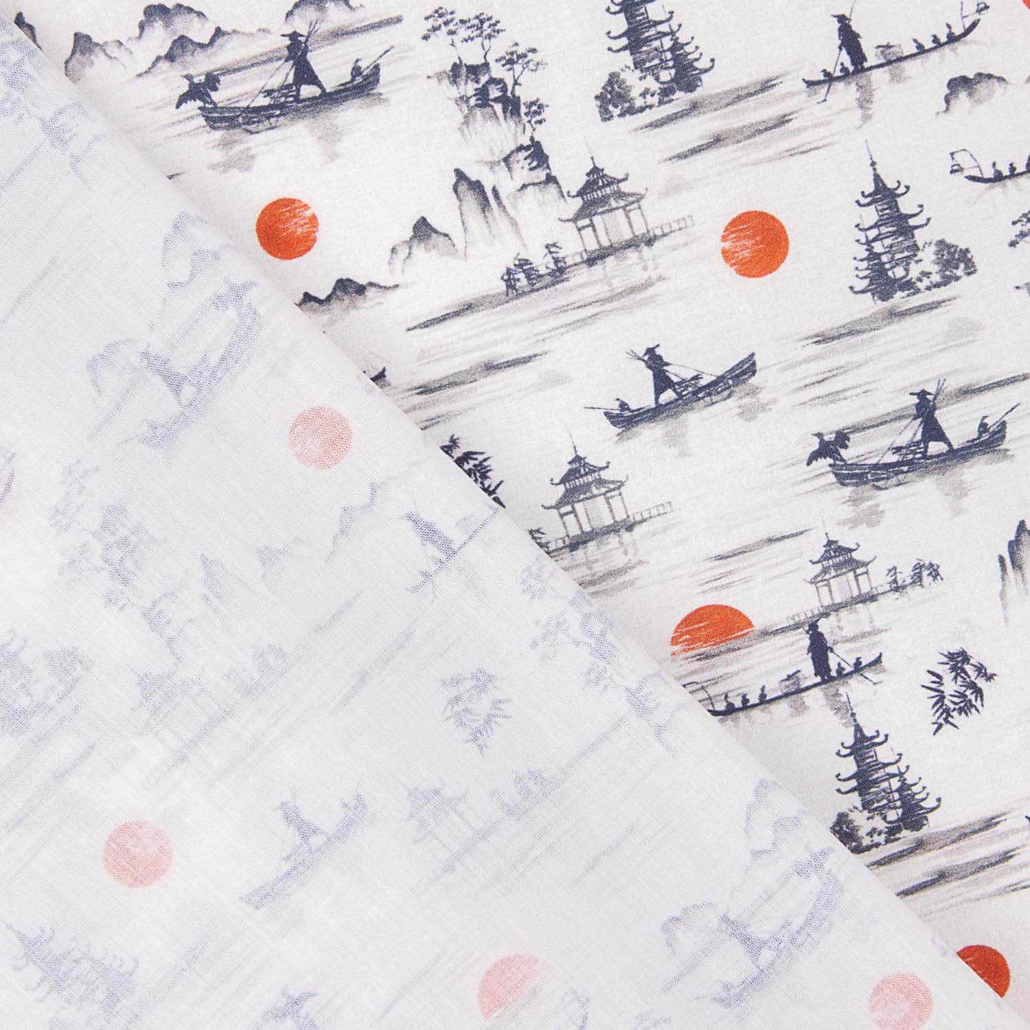 Percale imprimée Yong Rouge - Ribes y Casals