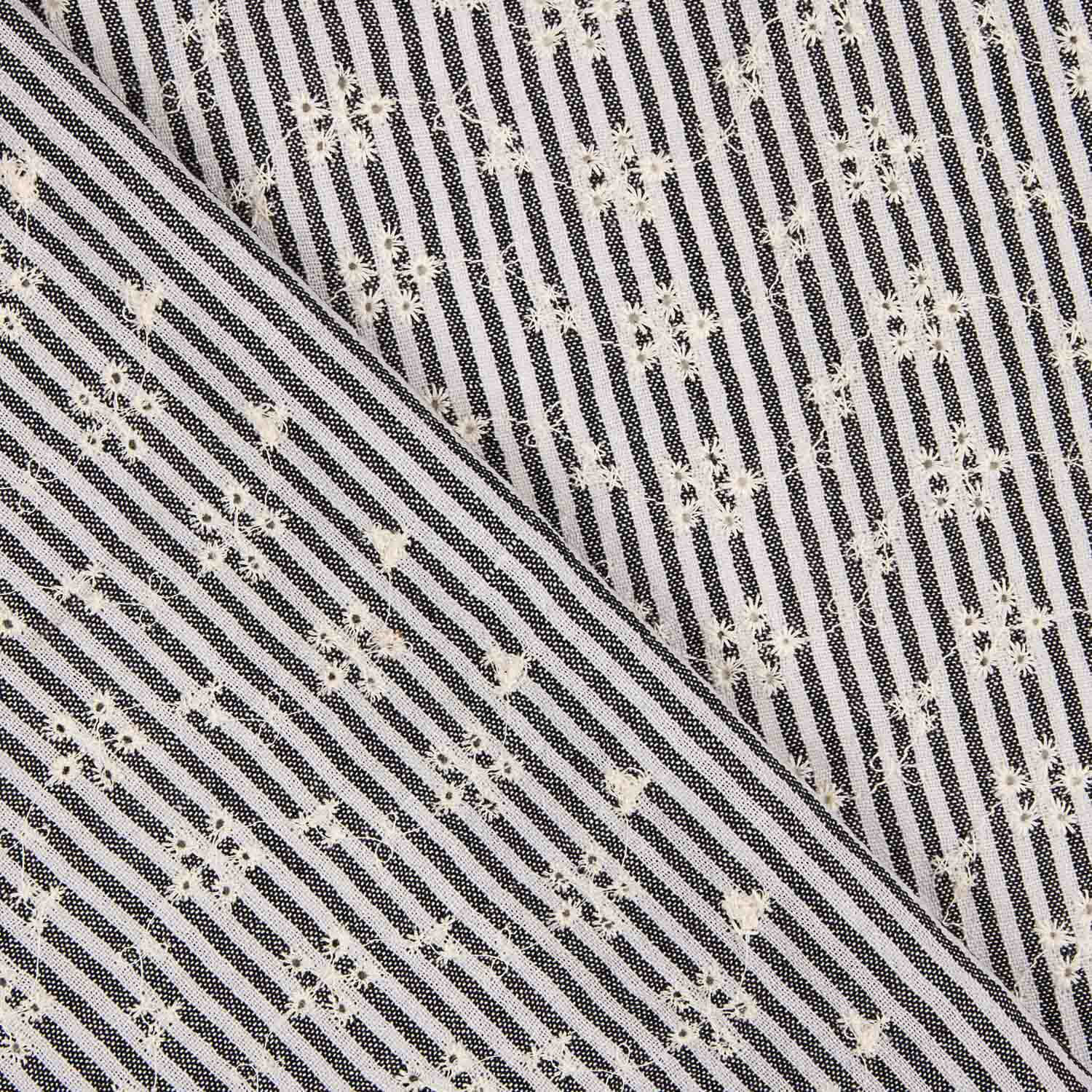 Coton brodé à rayures noires - Ribes y Casals