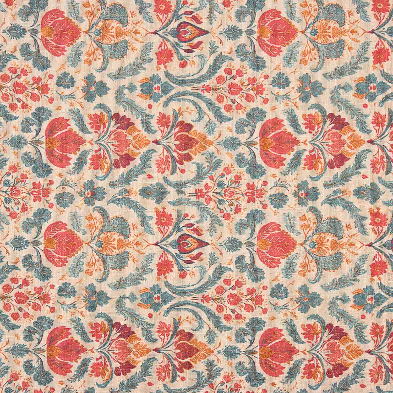 Toile de coton baroque à fleurs rouges et bleues - Ribes y Casals