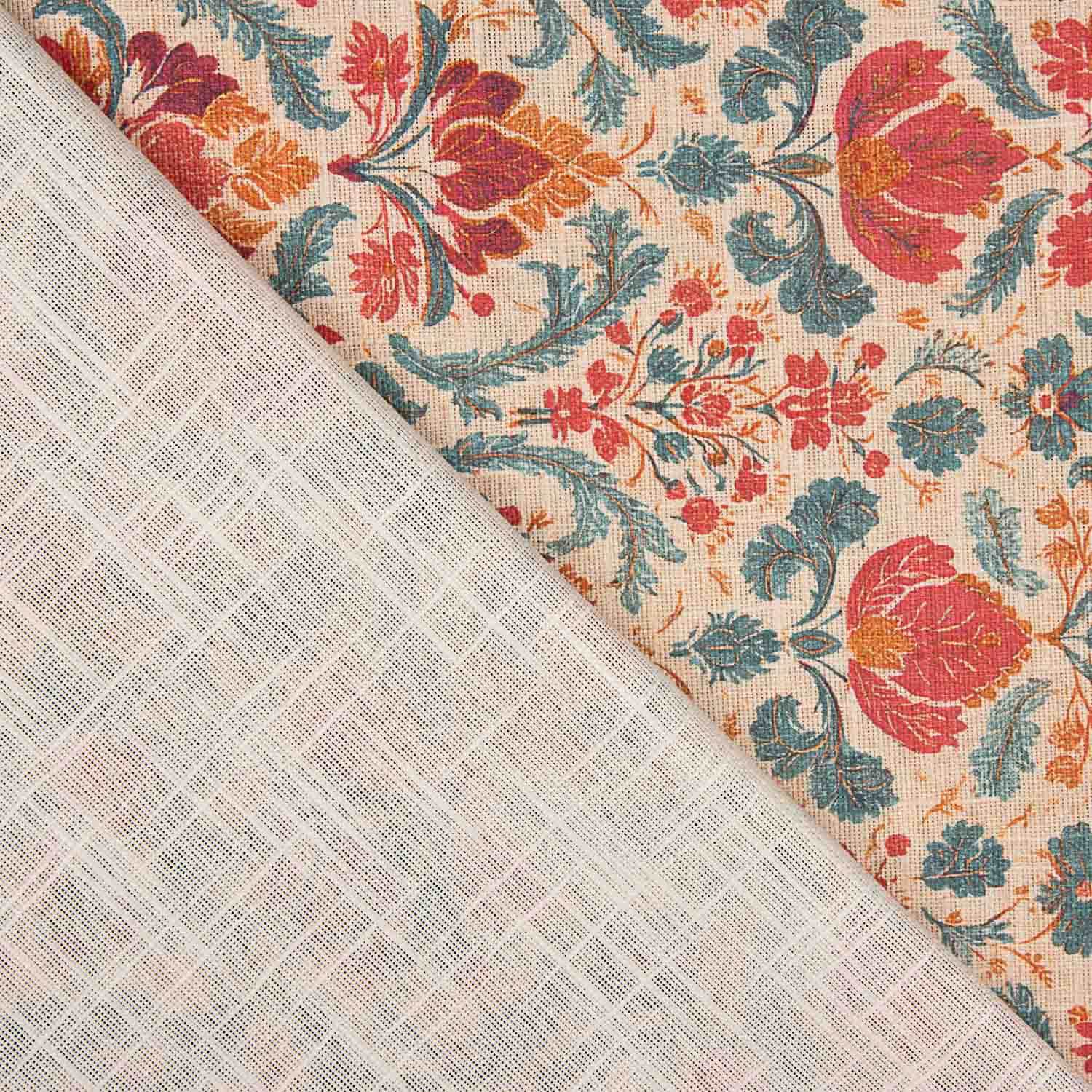 Toile de coton baroque à fleurs rouges et bleues - Ribes y Casals