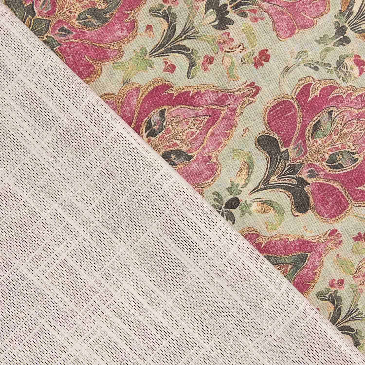 Toile de coton à fleurs Orna rose et vert - Ribes y Casals