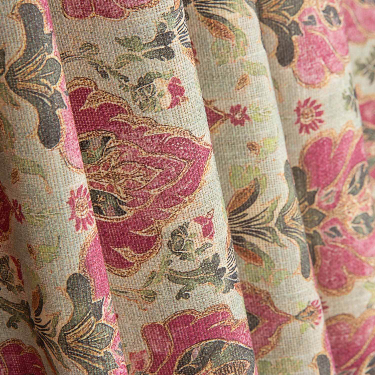 Toile de coton à fleurs Orna rose et vert - Ribes y Casals