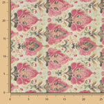 Toile de coton à fleurs Orna rose et vert - Ribes y Casals