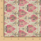 Toile de coton à fleurs Orna rose et vert - Ribes y Casals