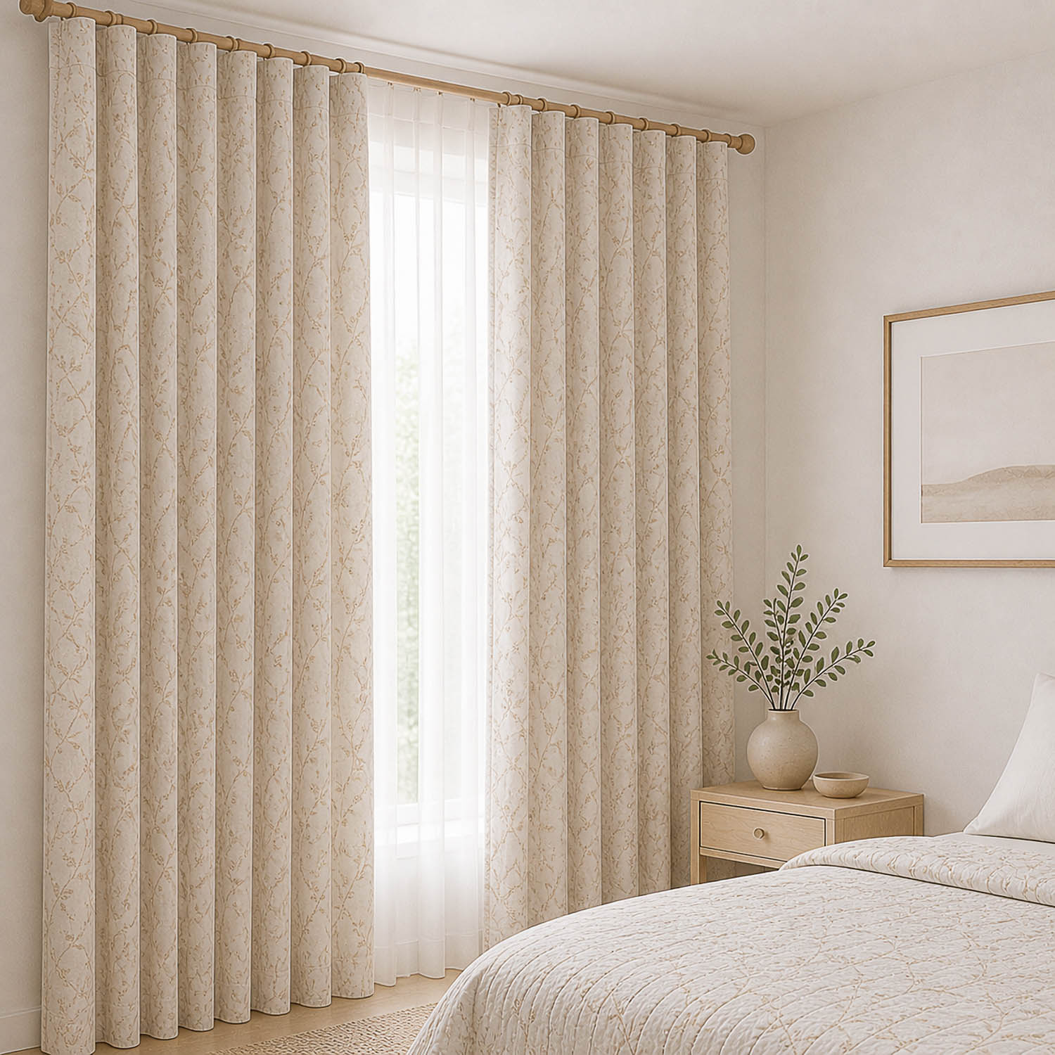 Jacquard d'intérieur réversible Feuilles Beige - Ribes y Casals
