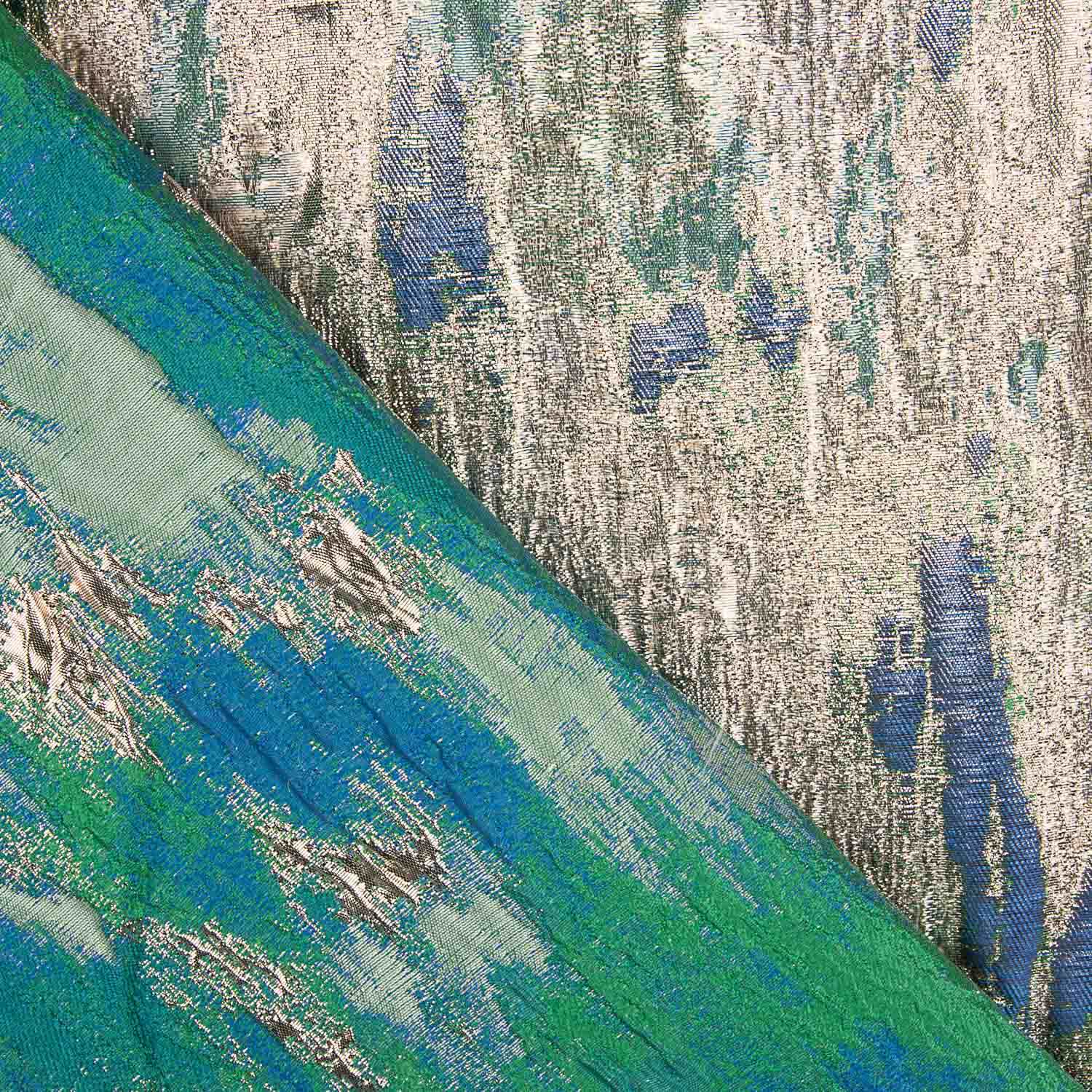 Brokat Lurex imprimé abstrait vert-bleu - Ribes y Casals