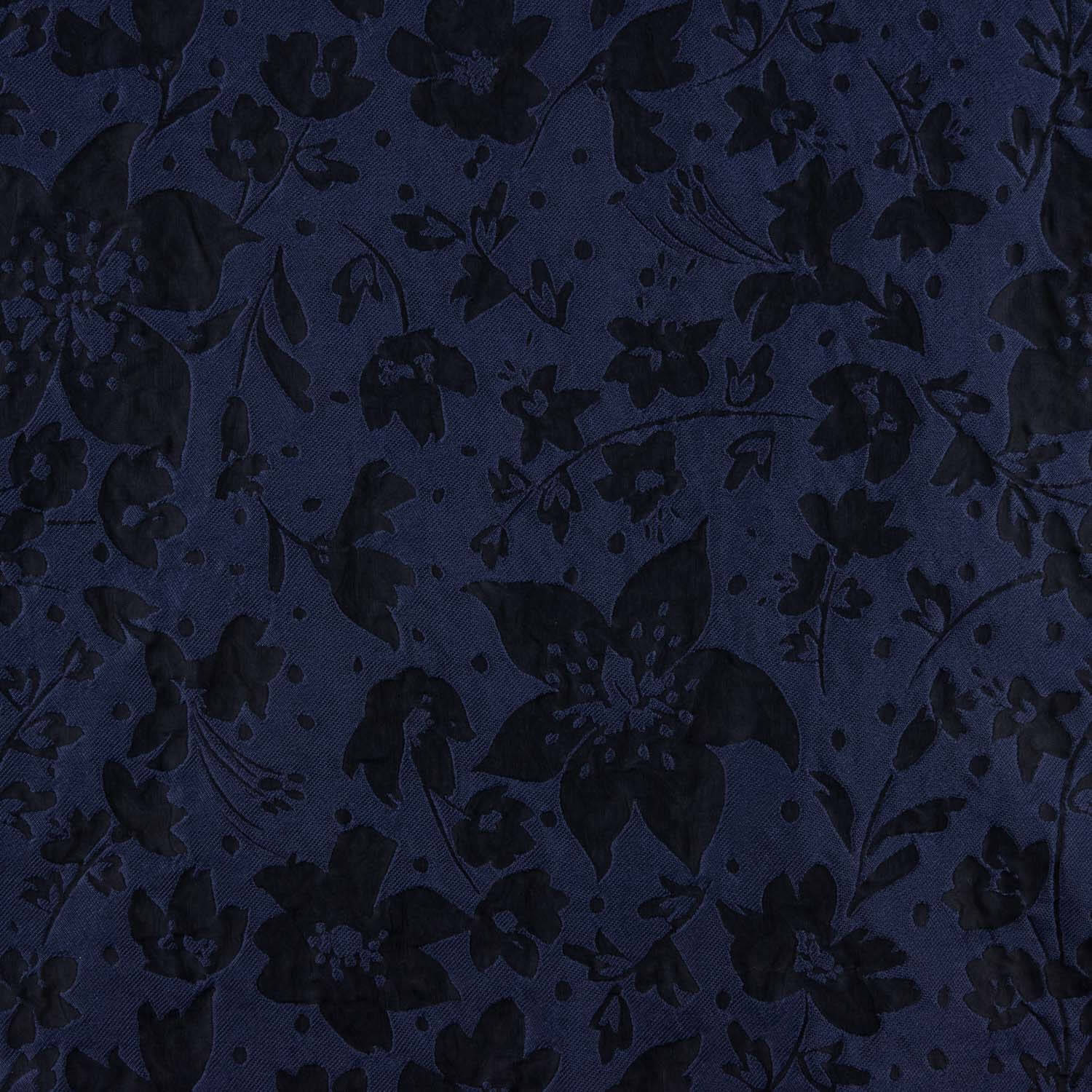 Brokat bleu marine imprimé floral en relief - Ribes y Casals