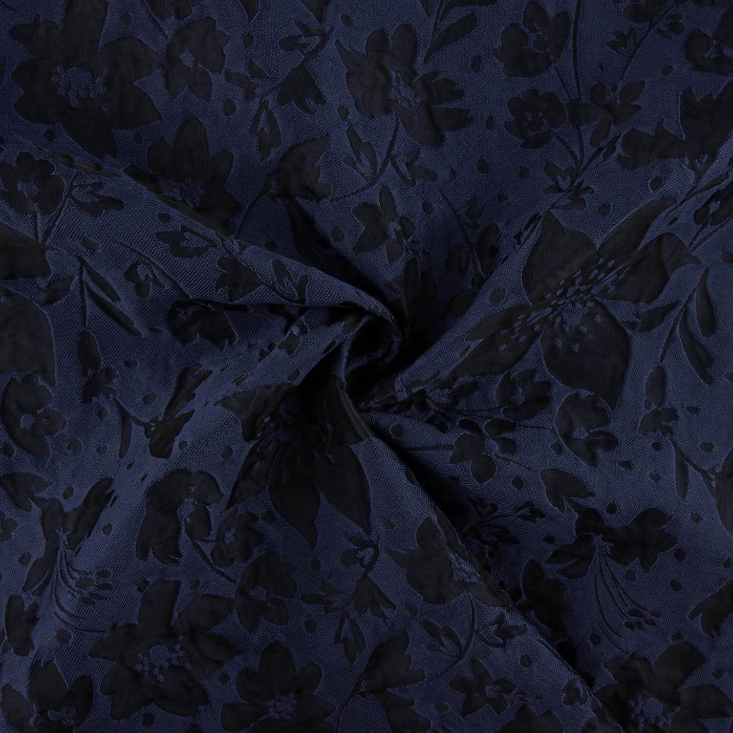 Brokat bleu marine imprimé floral en relief - Ribes y Casals