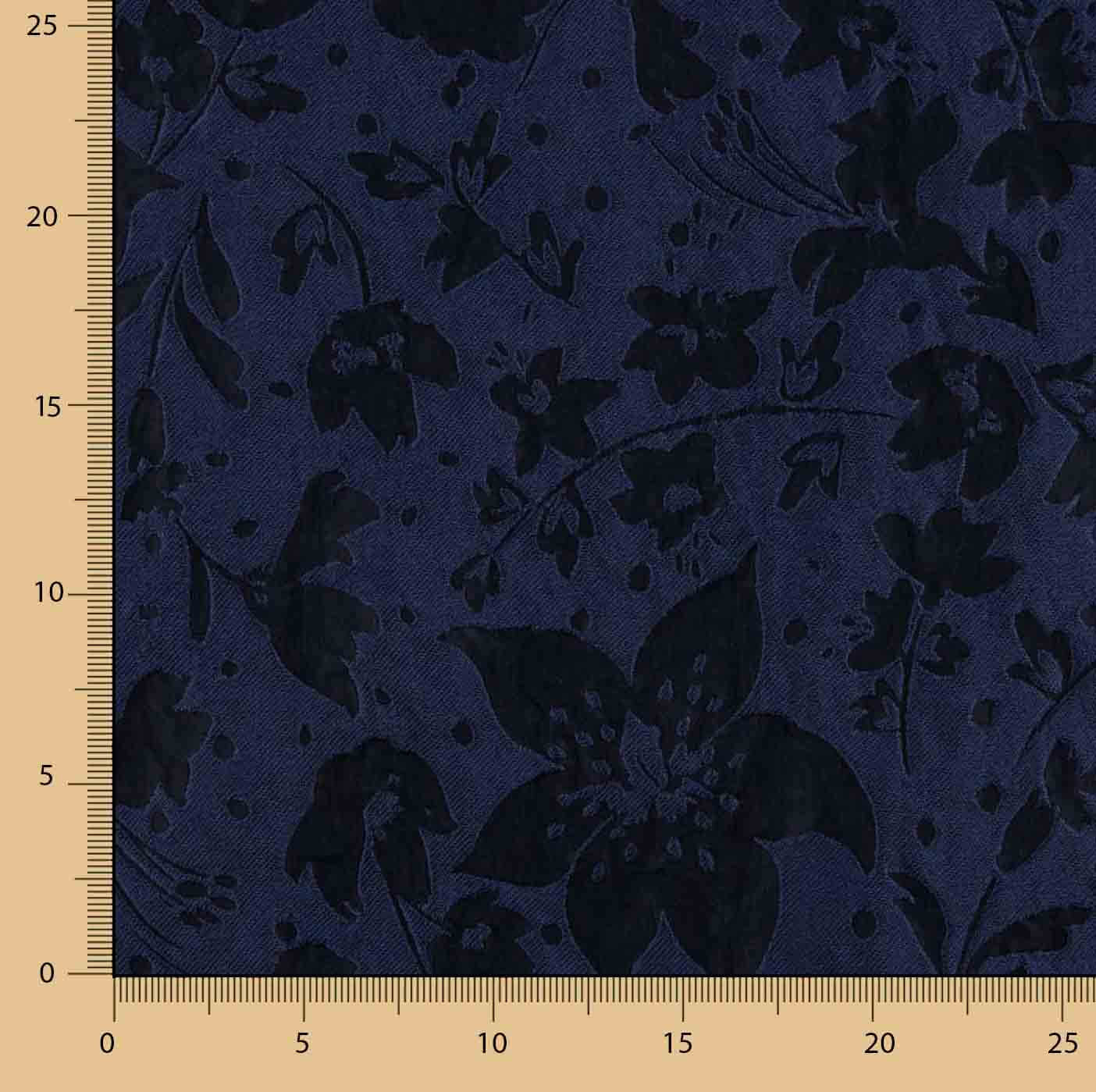 Brokat bleu marine imprimé floral en relief - Ribes y Casals