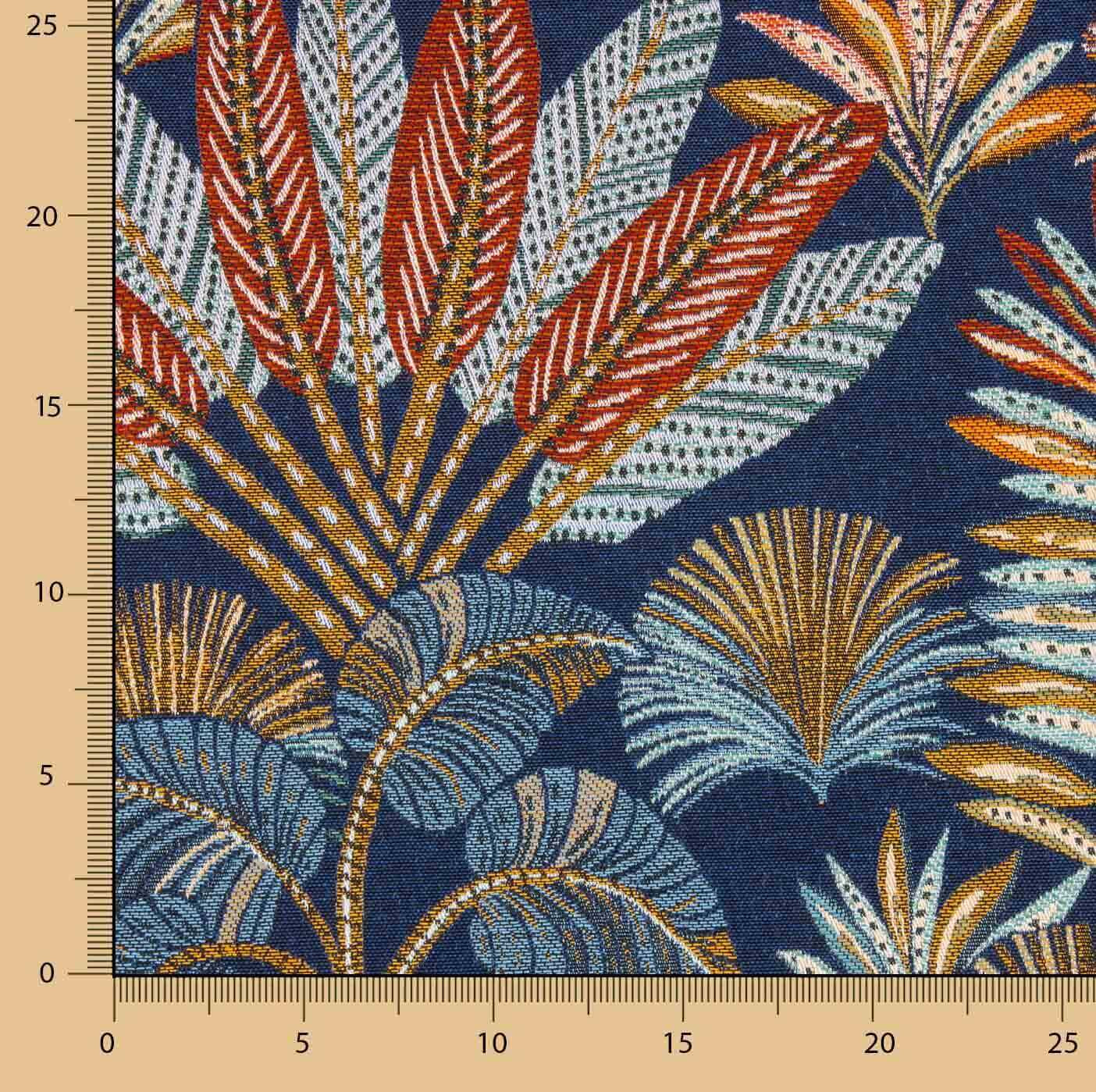 Gobelin Feuilles exotiques fond bleu - Ribes y Casals