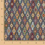 Tapisserie imprimée ethnique à losanges sur fond bleu - Ribes y Casals
