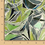 Tencel et lin imprimé feuilles naturelles - Ribes y Casals