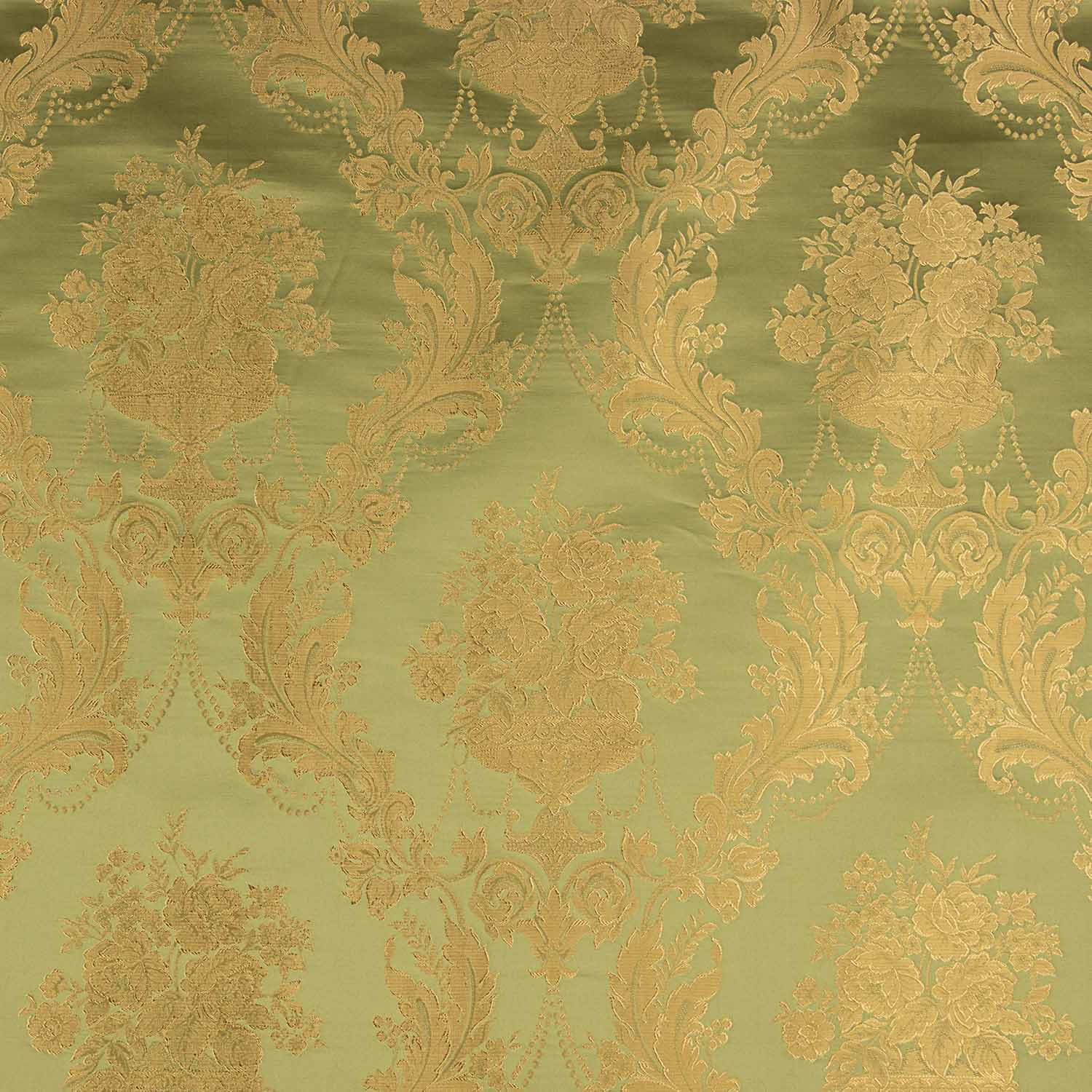 Jacquard imprimé floral classique vert et doré - Ribes y Casals