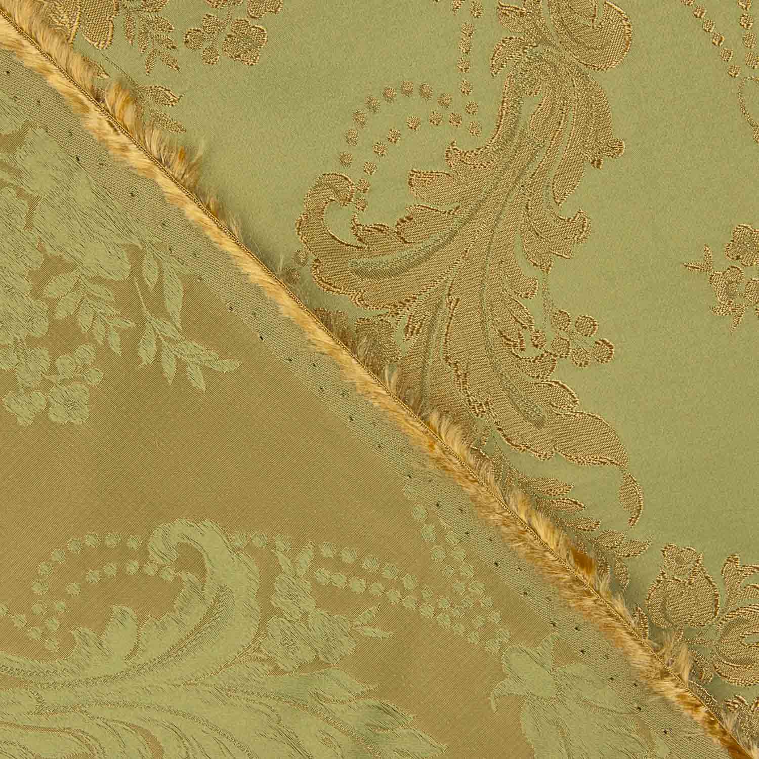 Jacquard imprimé floral classique vert et doré - Ribes y Casals
