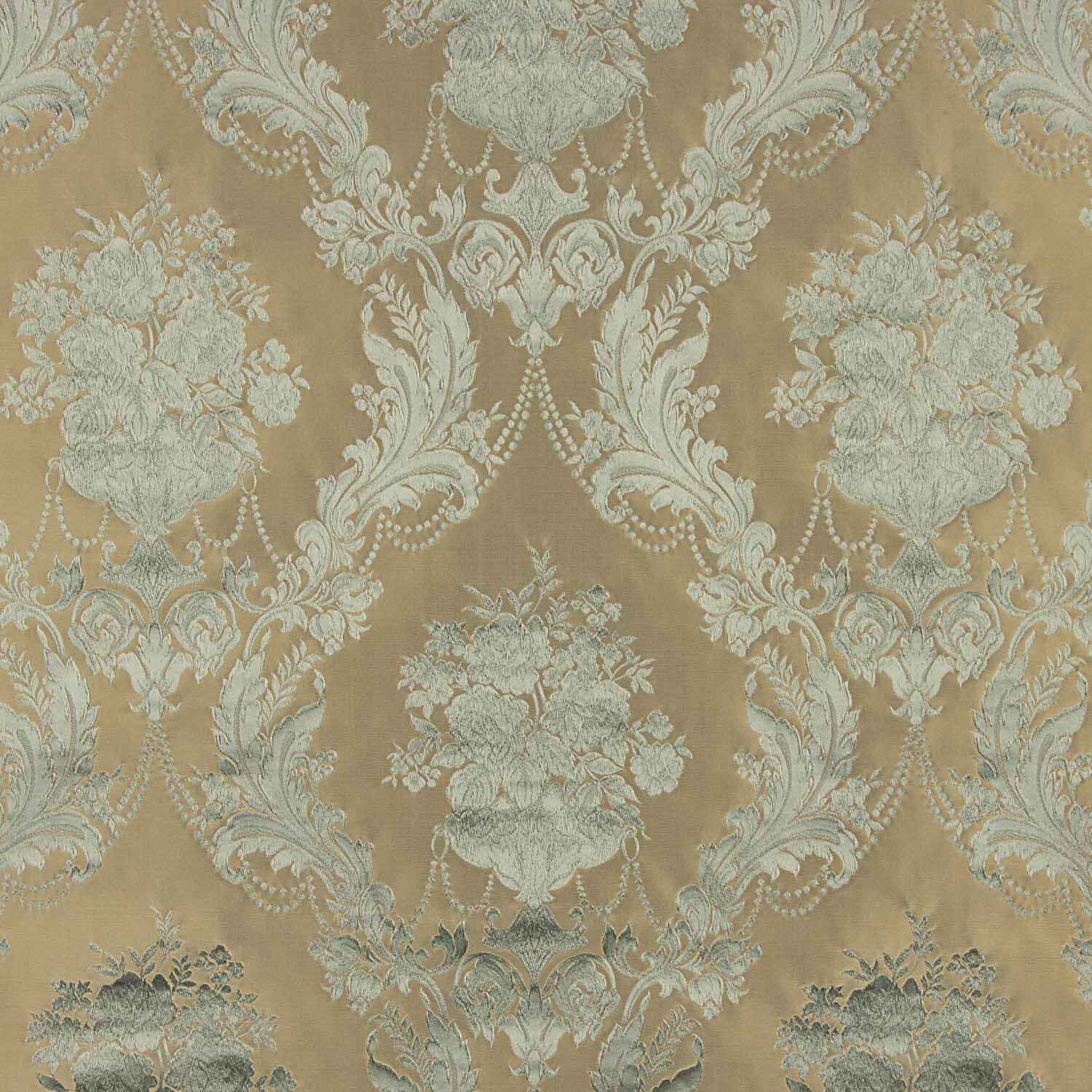 Jacquard imprimé floral classique vert pâle et beige - Ribes y Casals