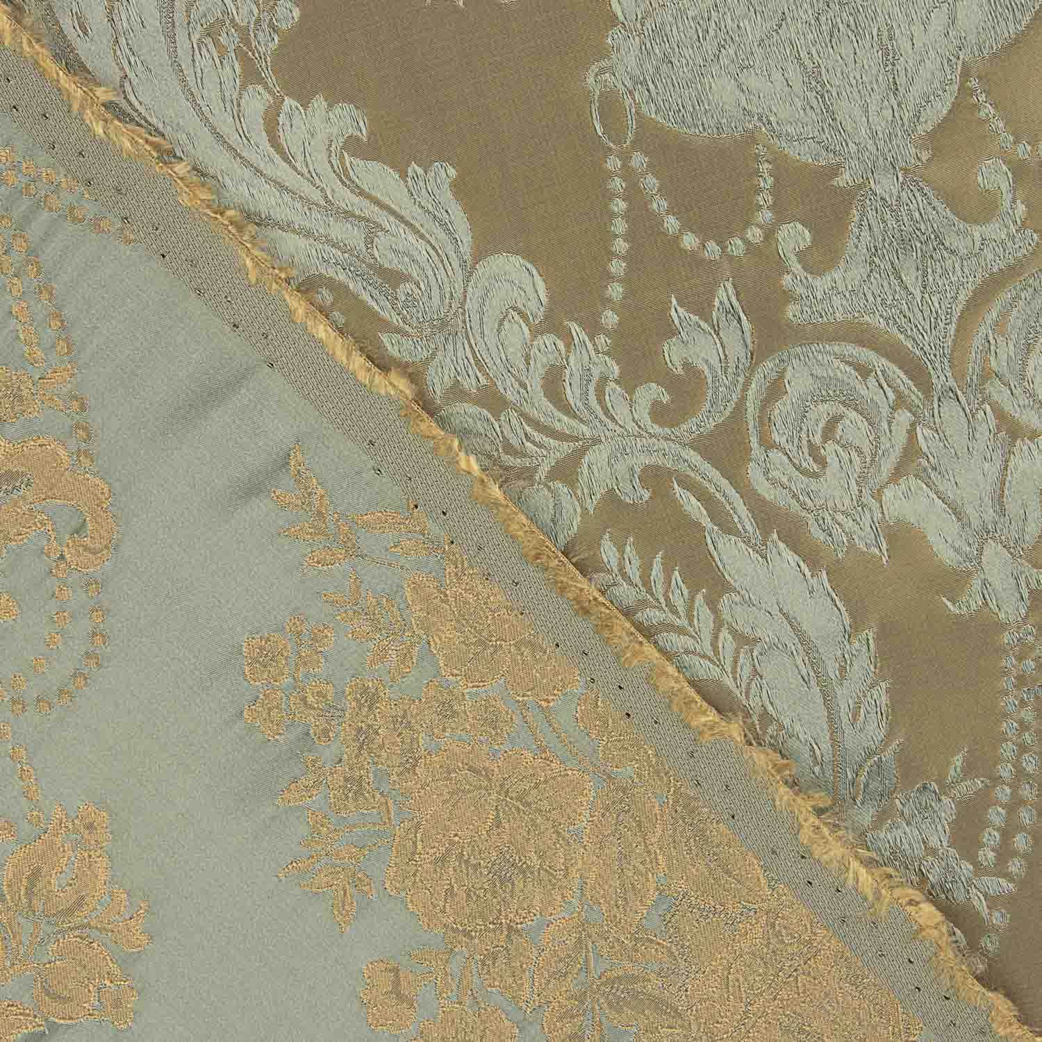 Jacquard imprimé floral classique vert pâle et beige - Ribes y Casals