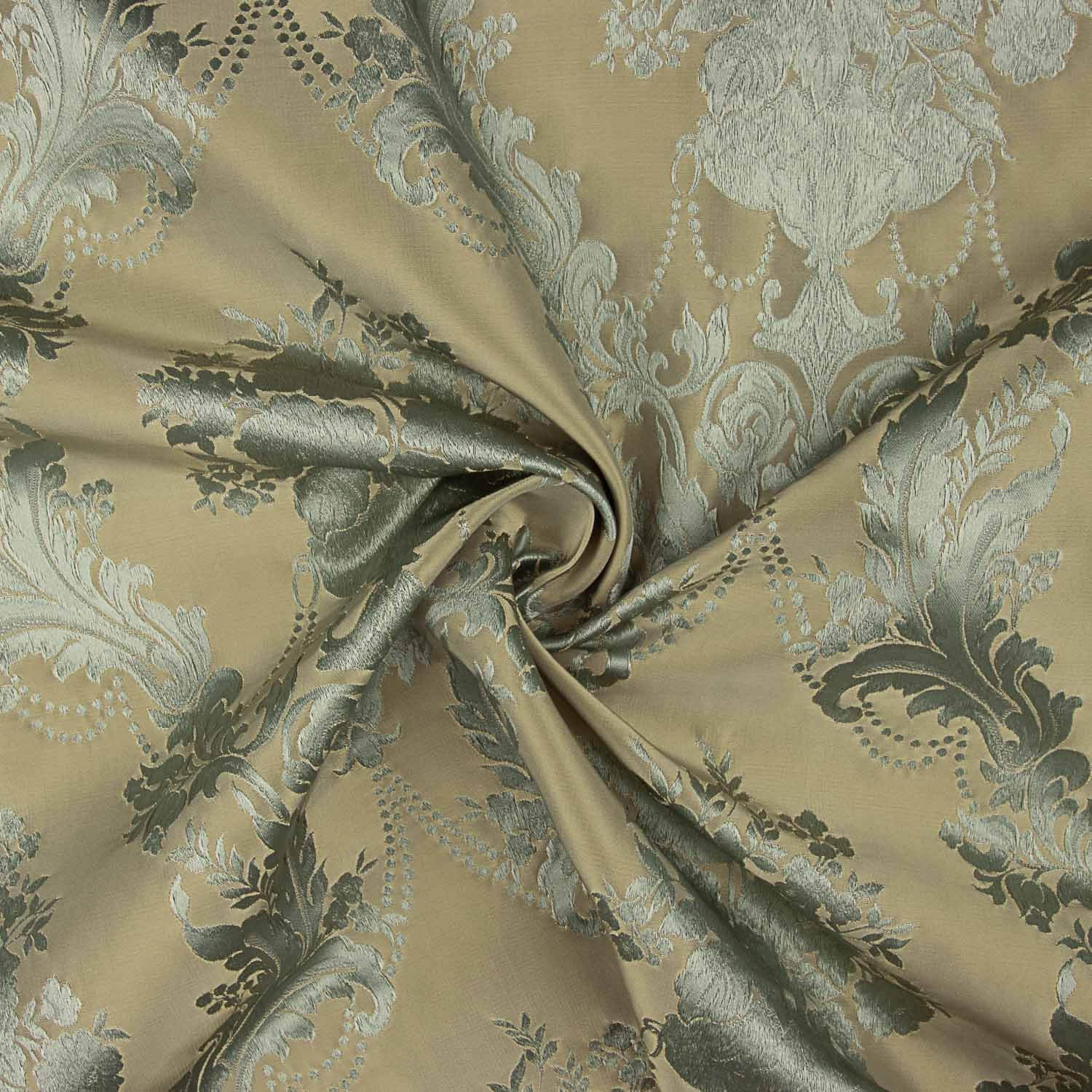 Jacquard imprimé floral classique vert pâle et beige - Ribes y Casals