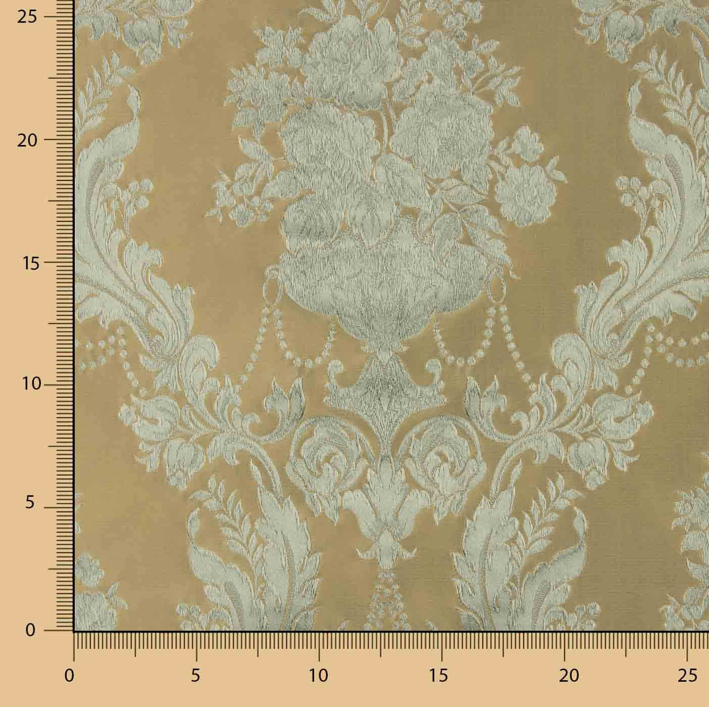 Jacquard imprimé floral classique vert pâle et beige - Ribes y Casals