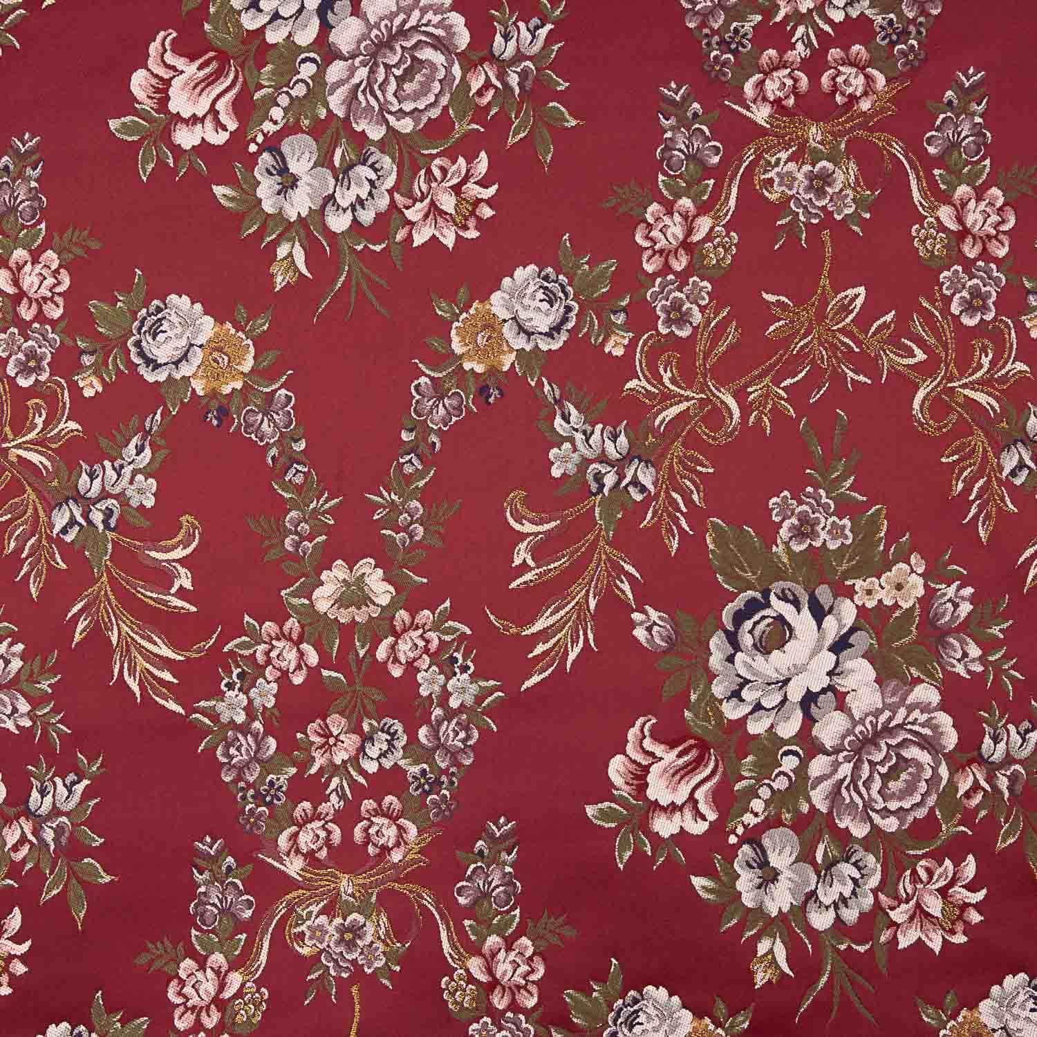 Jacquard imprimé floral avec lurex rouge - Ribes y Casals