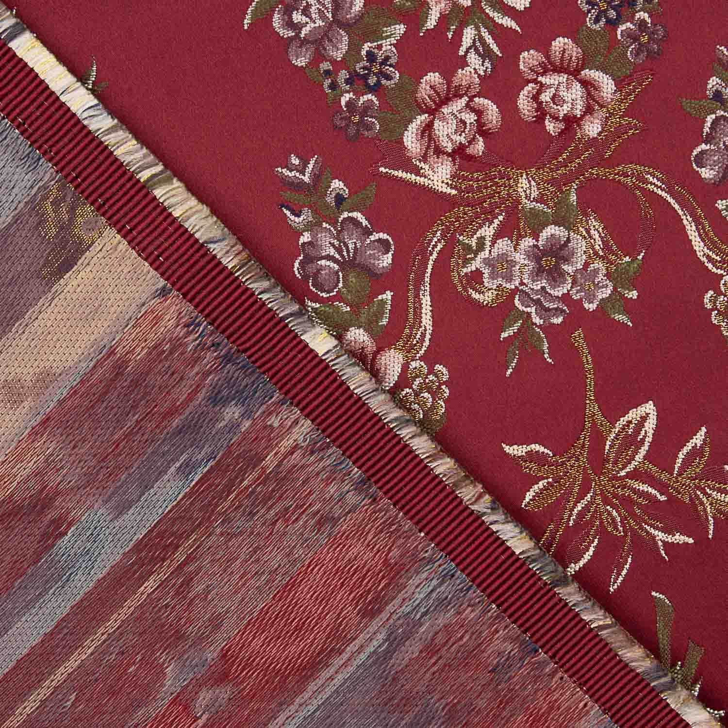 Jacquard imprimé floral avec lurex rouge - Ribes y Casals