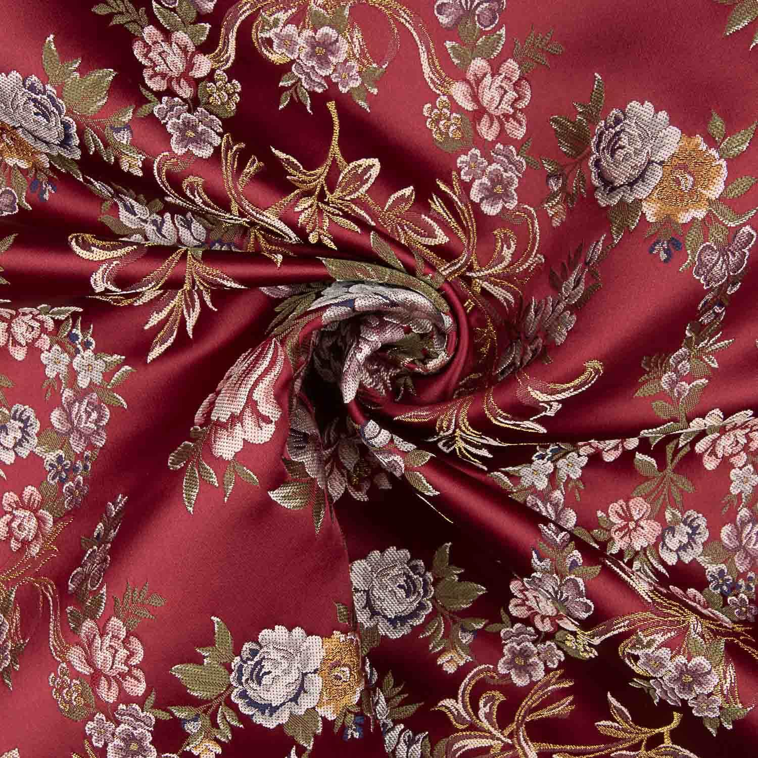 Jacquard imprimé floral avec lurex rouge - Ribes y Casals