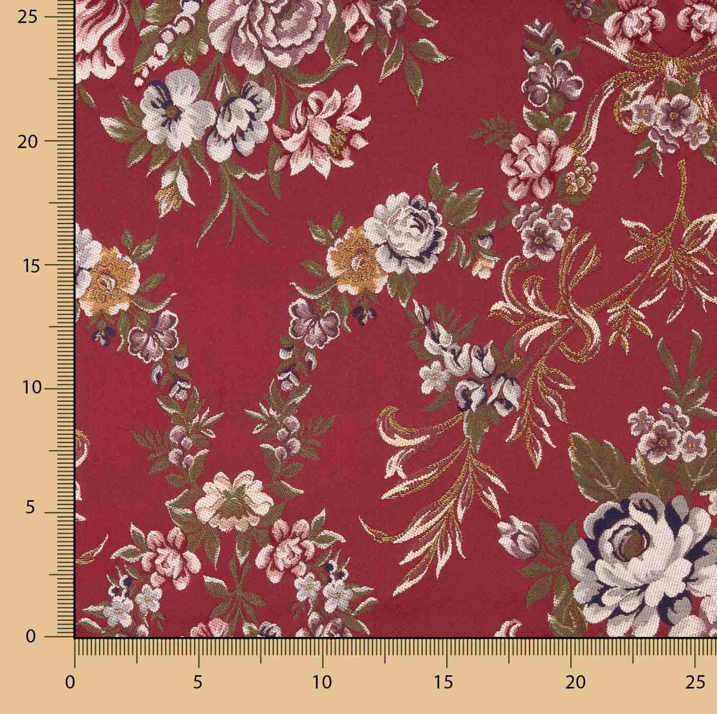 Jacquard imprimé floral avec lurex rouge - Ribes y Casals