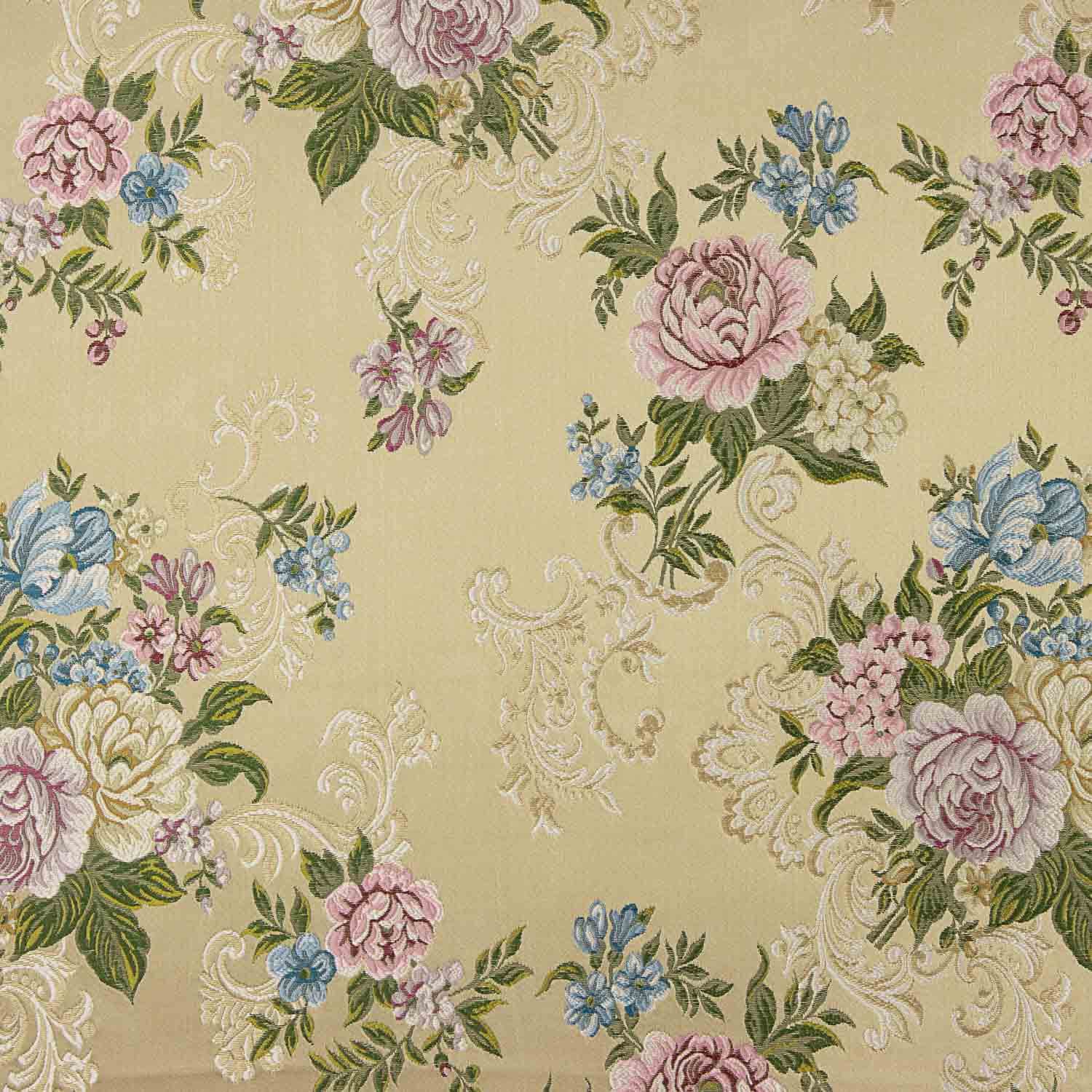 Jacquard imprimé floral romantique beige - Ribes y Casals