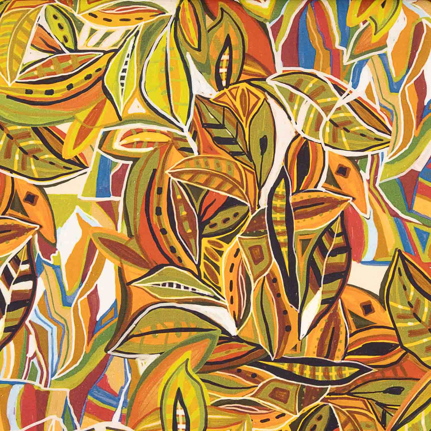 Lin et coton imprimé de feuilles abstraites Bâle - Ribes y Casals