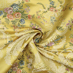 Brocart jacquard damas à motifs floraux jaunes et dorés - Ribes y Casals