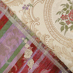Brocart jacquard damas à motifs floraux, beige et doré - Ribes y Casals