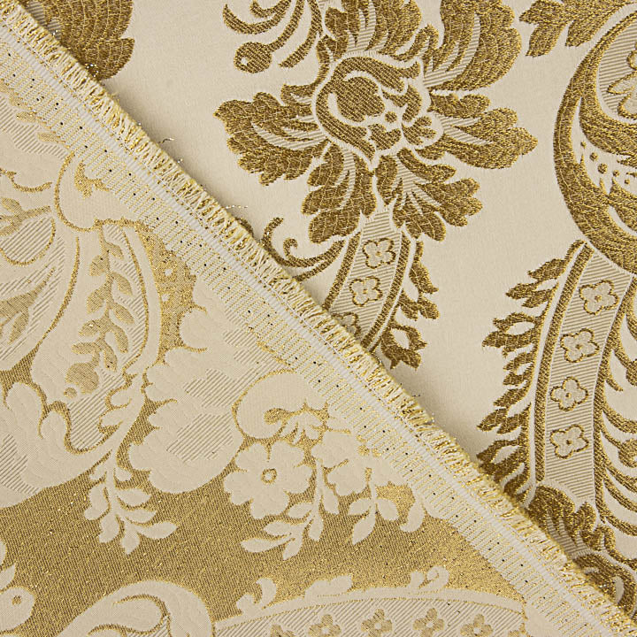 Brocart jacquard damas doré ivoire - Ribes y Casals