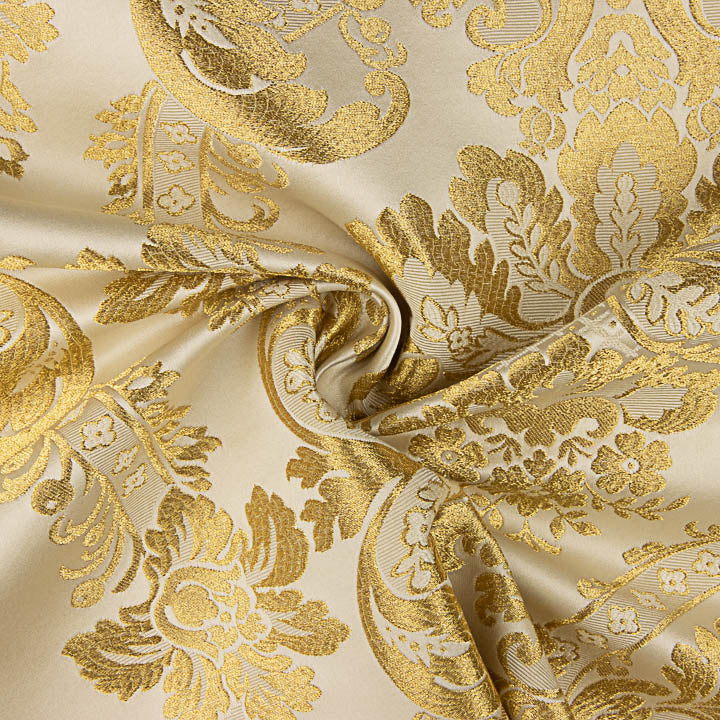 Brocart jacquard damas doré ivoire - Ribes y Casals