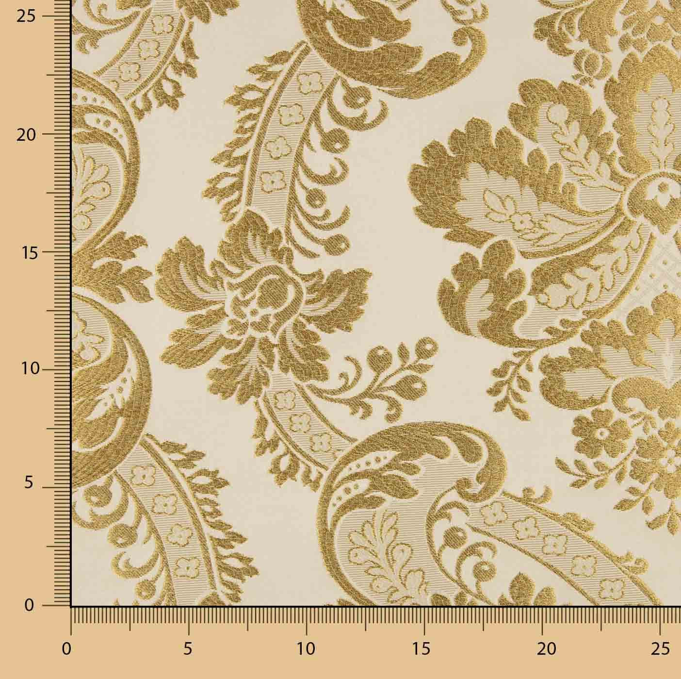 Brocart jacquard damas doré ivoire - Ribes y Casals