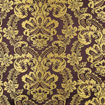 Brocart jacquard damas doré et violet - Ribes y Casals