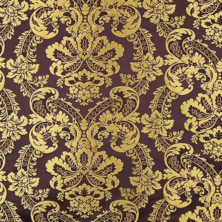 Brocart jacquard damas doré et violet - Ribes y Casals