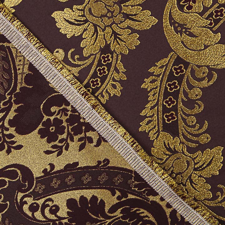 Brocart jacquard damas doré et violet - Ribes y Casals